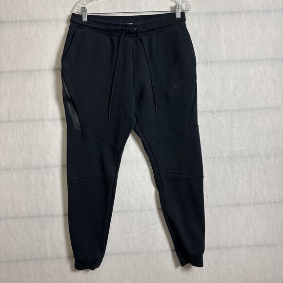 Nike Men's Size Large Black Cotton Blend Tech Fleece Jogger Pants - Picture 1 of 10